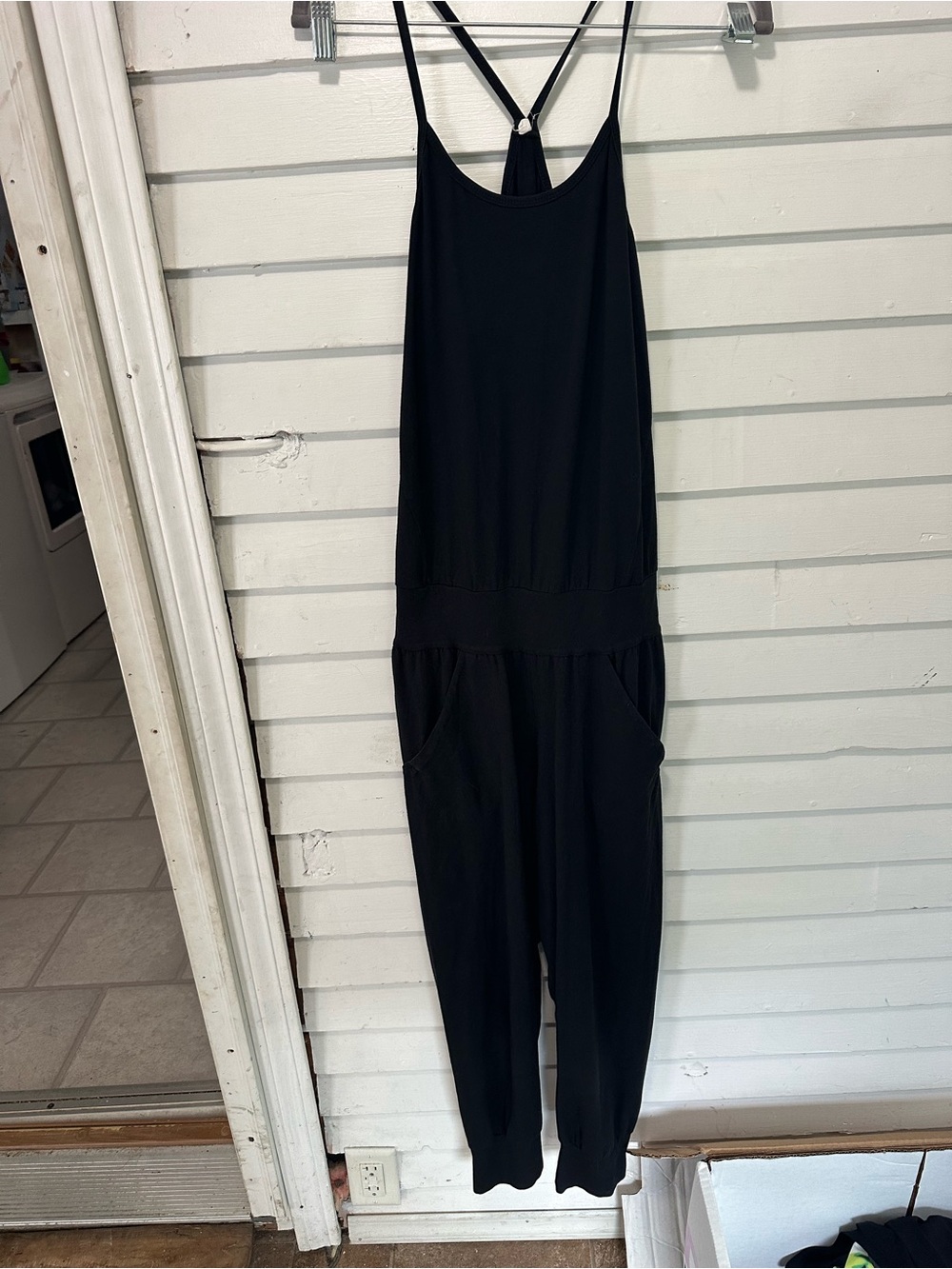 Black Women's Strappy Jumpsuit ripple size M